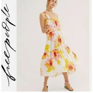 Free People Floral Moonshine Dress Linen Blend Size XS